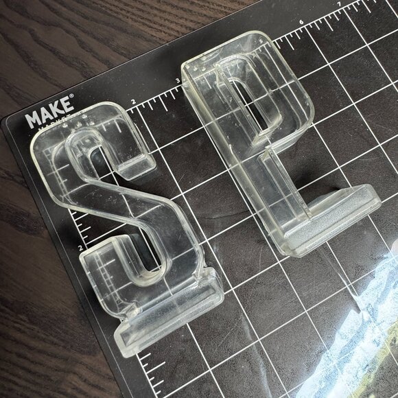 Vintage Clear Plastic Salt and Pepper Shakers Large S and P Letters - Picture 4 of 4